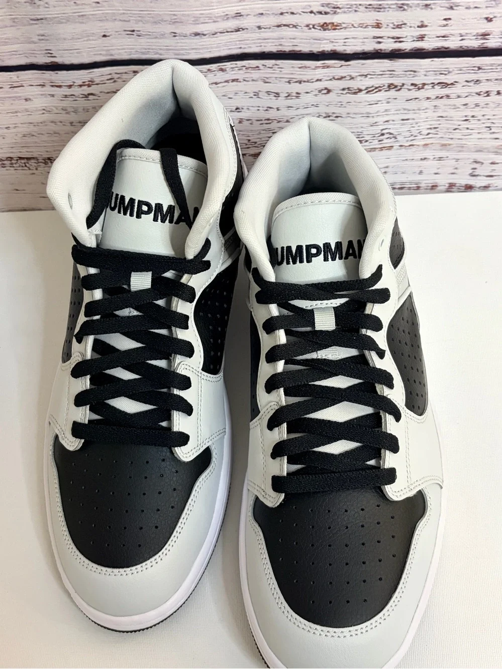 New Jordan Men’s Mid-Top Basketball Sneakers - Black/White Size 10.5